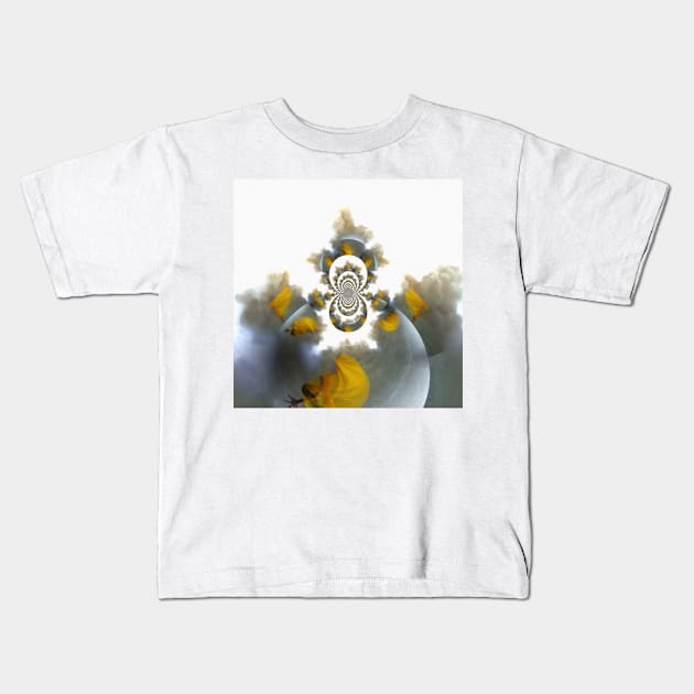 Mirrored round fractal with figure of woman Kids T-Shirt by rolffimages